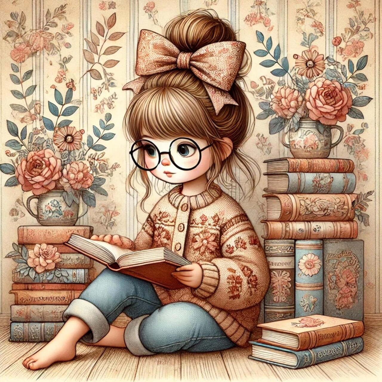 5D Reading Book Diamond Art Kits for Adults Beginner (Girls Book) 12 x 12 x 0.1 inches